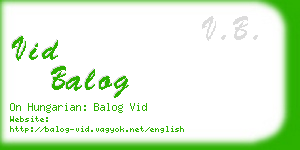 vid balog business card
